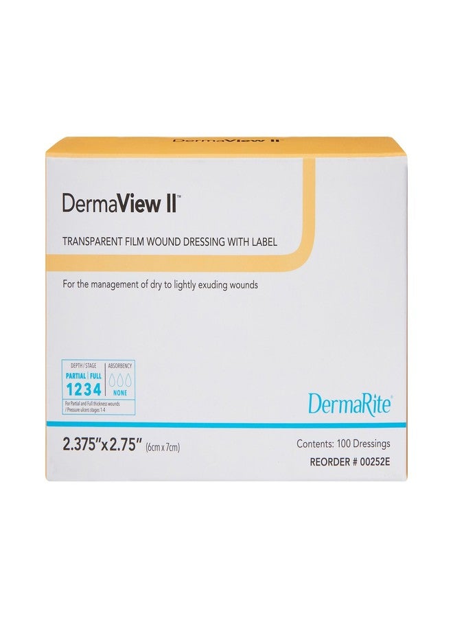 DermaRite's DermaView II, Transparent Film Dressing with Border - Frame Style Delivery, Sterile, Individually Wrapped, 2-3/7 in. x 2.75 in., 1 Count, 100 Packs, 100 Total - Image 2